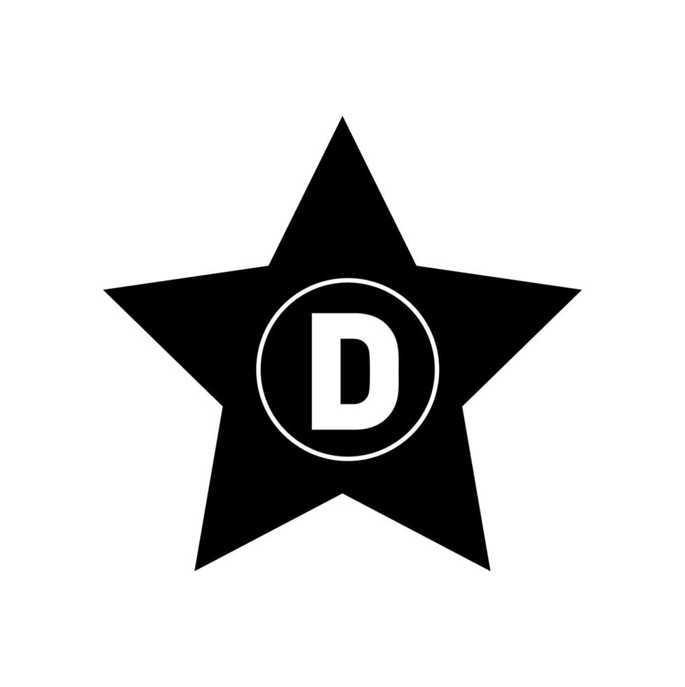 Preto Estrela com d carta monograma. d Estrela logotipo. vetor
