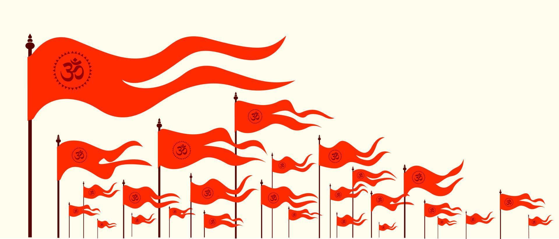 laranja hindu bandeiras vetor ilustração com om placa. bhagwa bandeiras ícone. shi RAM bandeiras.