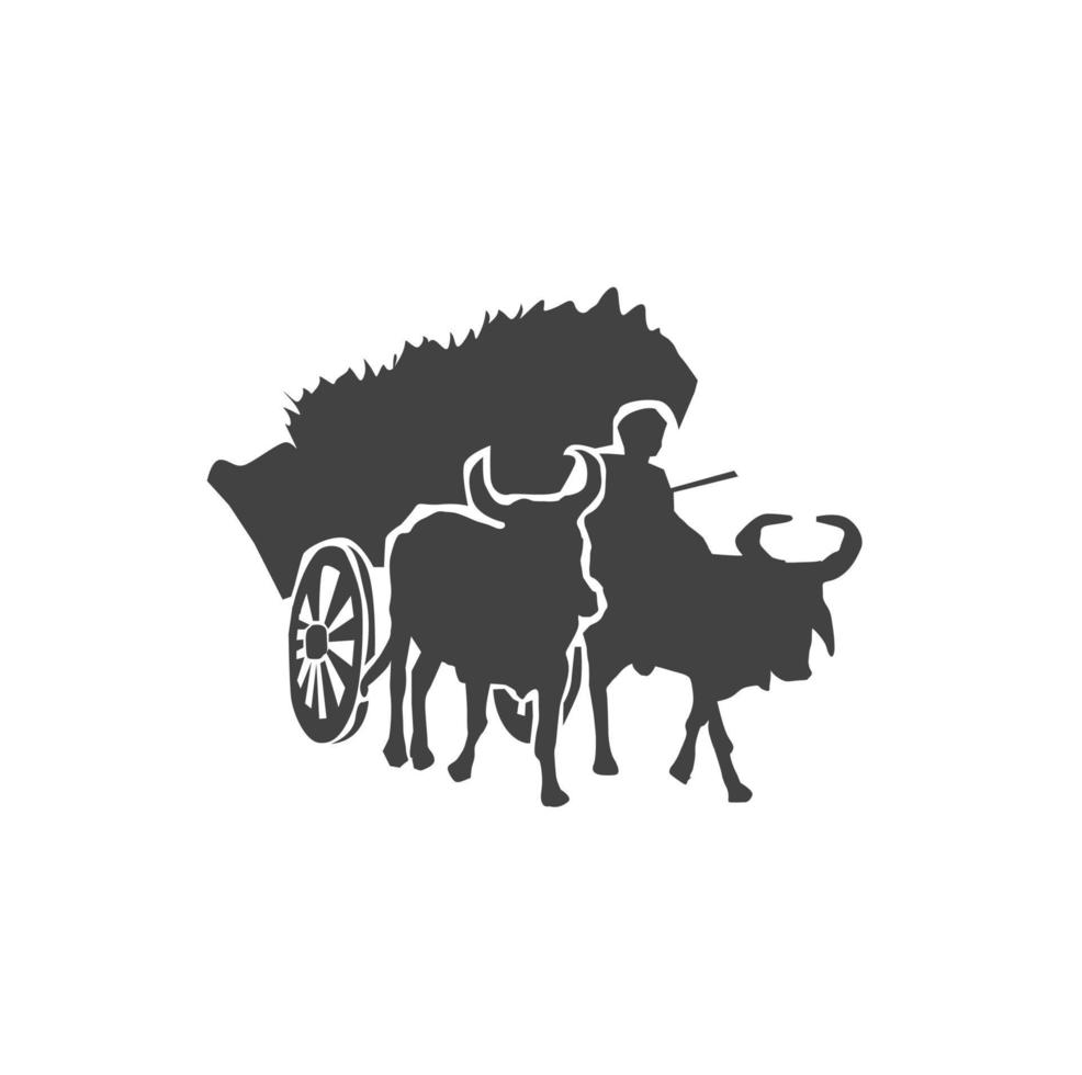 carregado touro carrinho com agricultor vetor. kharata vetor. vetor
