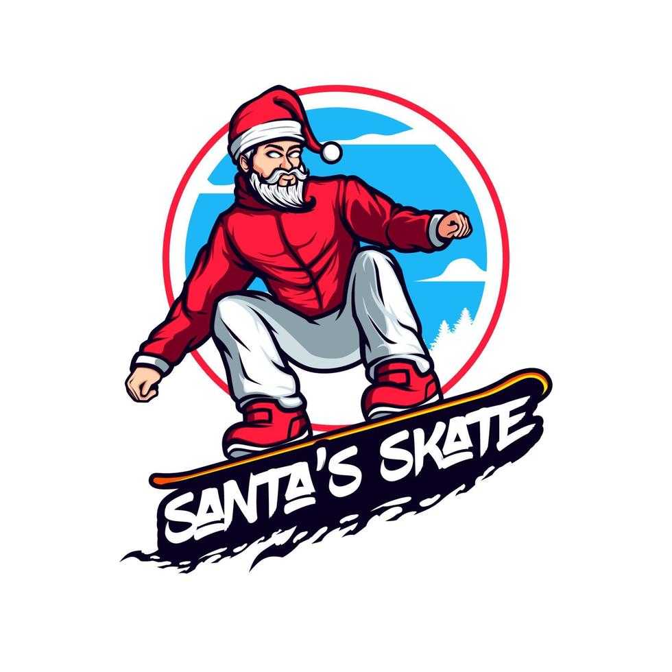 santa snowboard sazonal extremo Esportes vetor