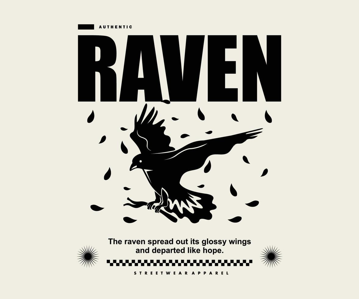 retro ilustração do Raven t camisa projeto, vetor gráfico, tipográfico poster ou Camisetas rua vestem e urbano estilo