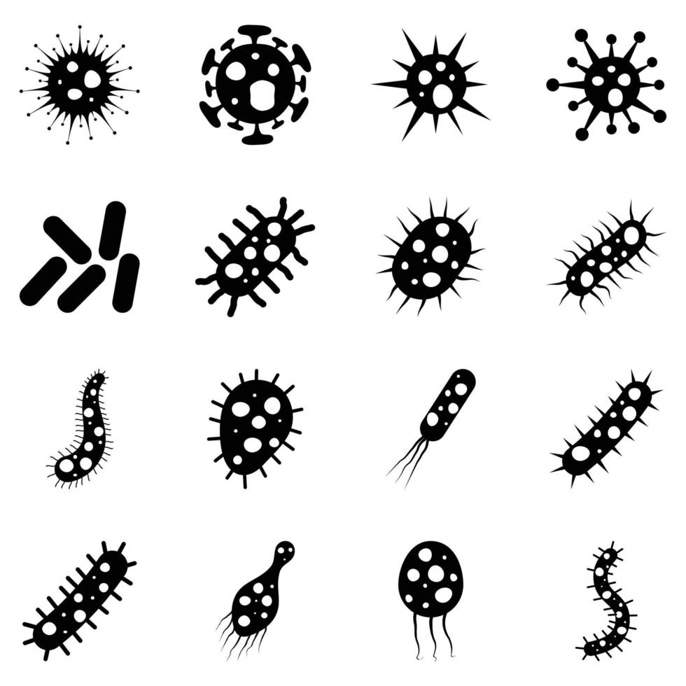 conjunto do bactérias e vírus vetor ilustração. causador de doença bactérias, vírus e micróbios.