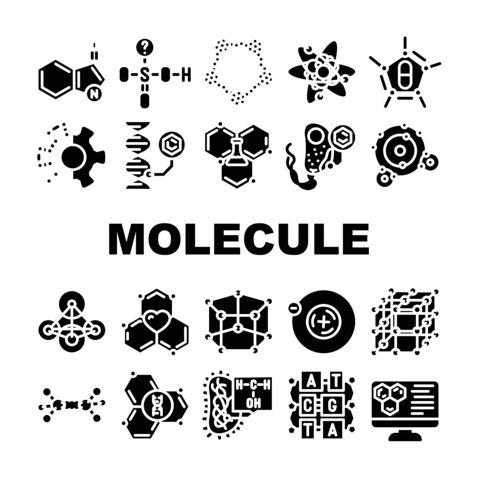 molécula química Ciência ícones conjunto vetor