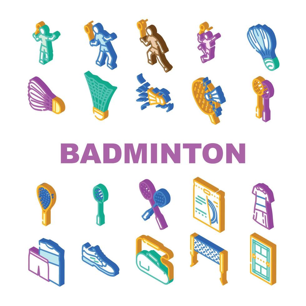 badminton peteca concorrência ícones conjunto vetor