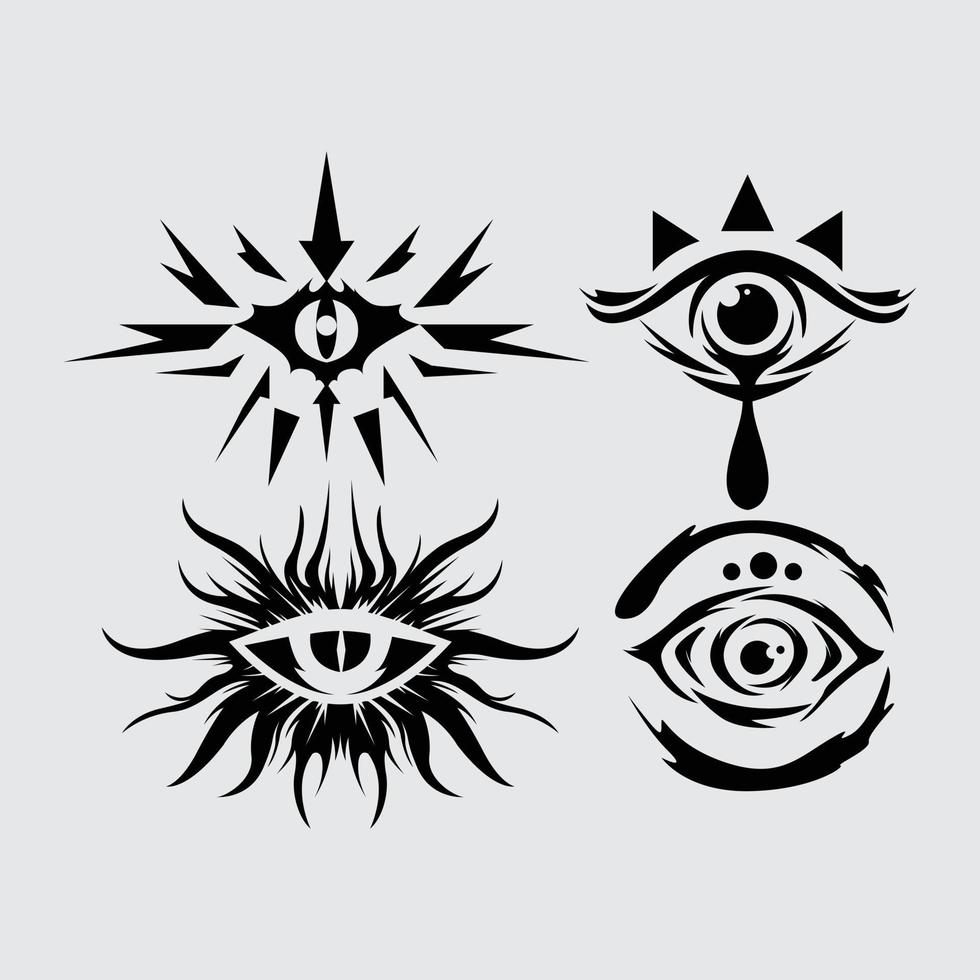 olho tatuagem tribal místico ilustração vetor elemento demônio, fantasma olhos, jogo, padronizar adesivo digno e editável