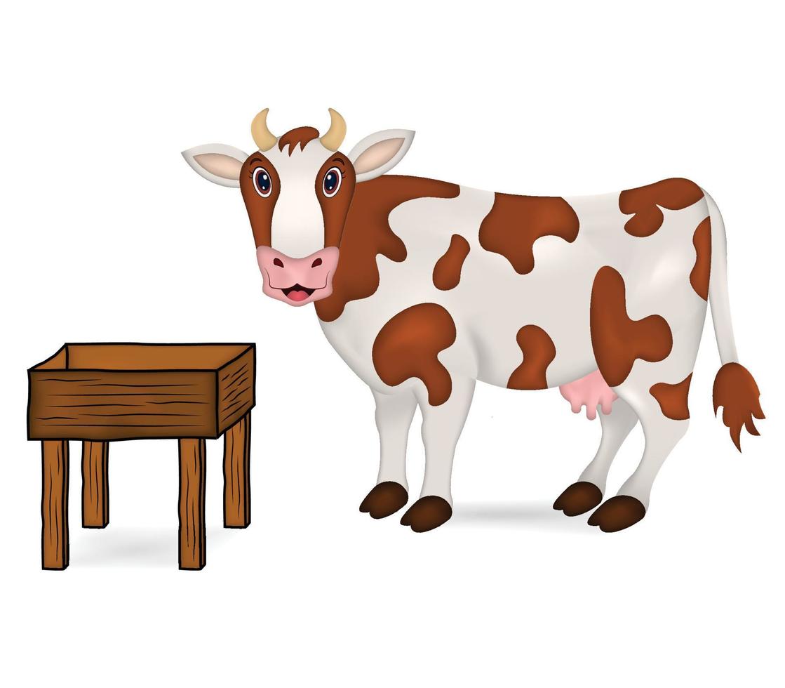 vaca realista vetor ilustração isolado em branco fundo