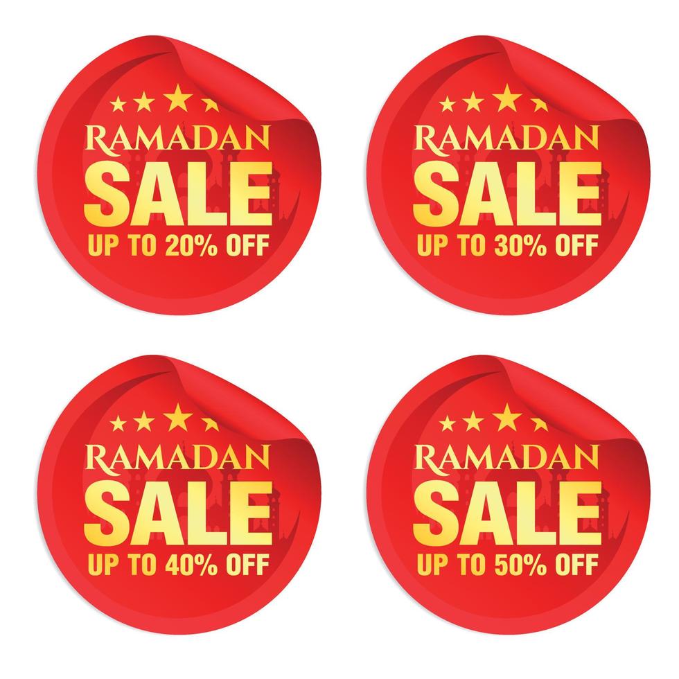 Ramadã venda vermelho adesivos conjunto 20, 30, 40, 50. fora desconto vetor