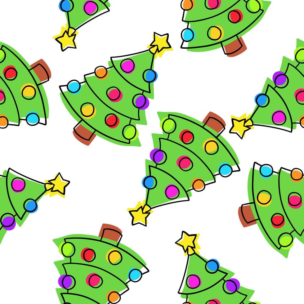 decorado Natal árvore decoração bola dentro desenho animado plano estilo. alegre Natal e feliz Novo ano. vetor desatado padronizar isolado.