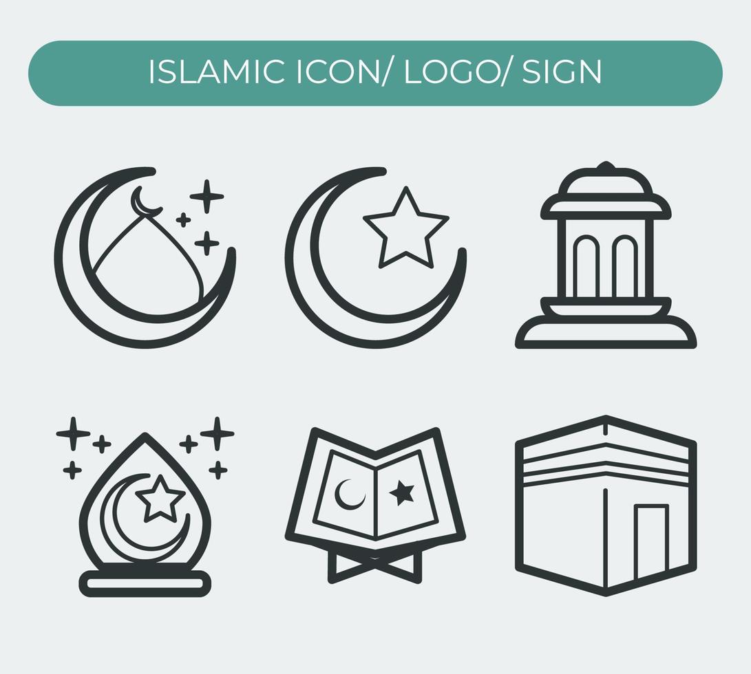 conjunto do islâmico ícone e símbolo. vetor eps 10.