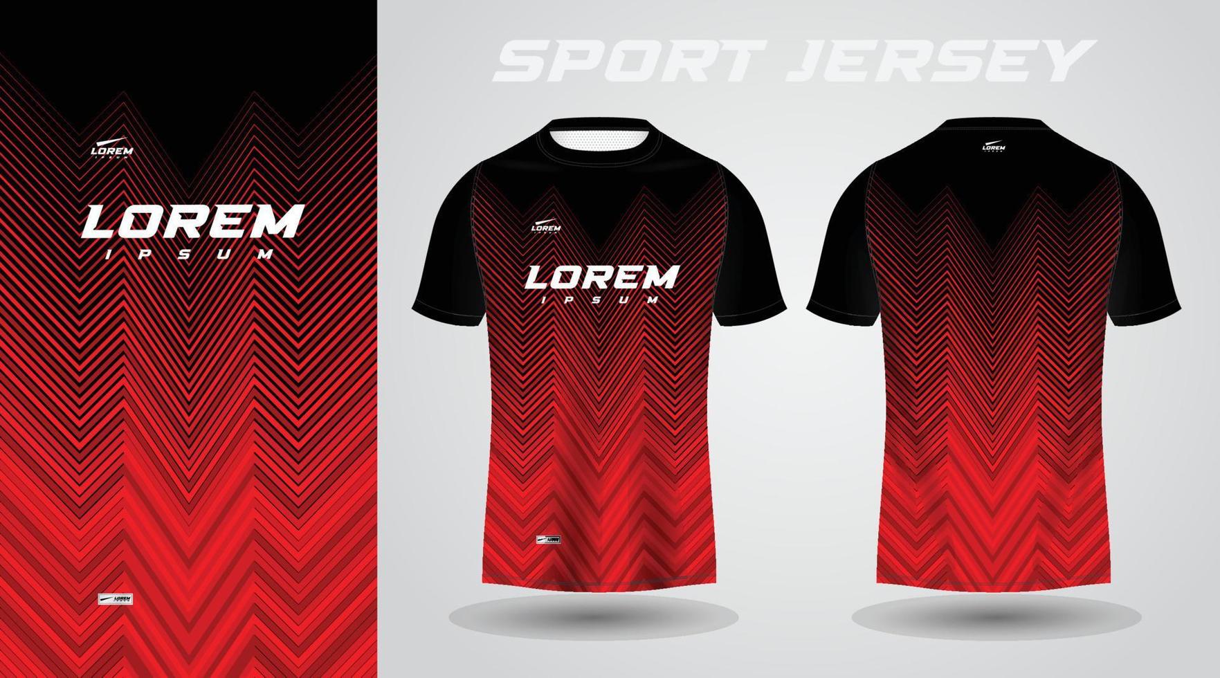 Preto vermelho futebol futebol esporte jérsei modelo Projeto para roupa de esporte. futebol camiseta brincar. vetor