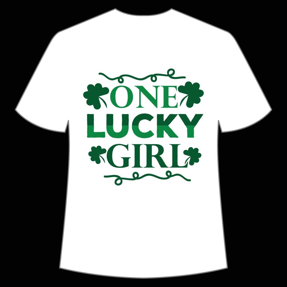 1 por sorte menina st. patrick's dia camisa impressão modelo, por sorte encantos, irlandês, todos tem uma pequeno sorte tipografia Projeto vetor