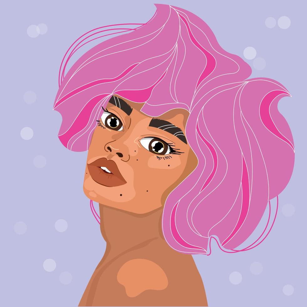 retrato do uma menina com Rosa cabelo vetor