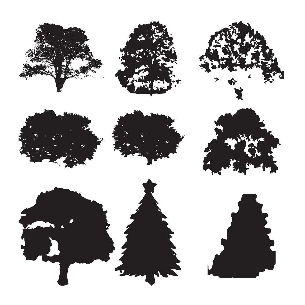 árvores silhuetas vetor isolado retro imagens natureza conjunto