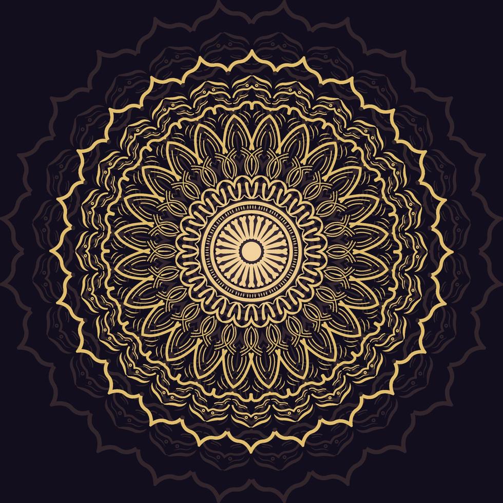 Fundo de desenho de mandala ornamental de luxo na cor ouro vetor