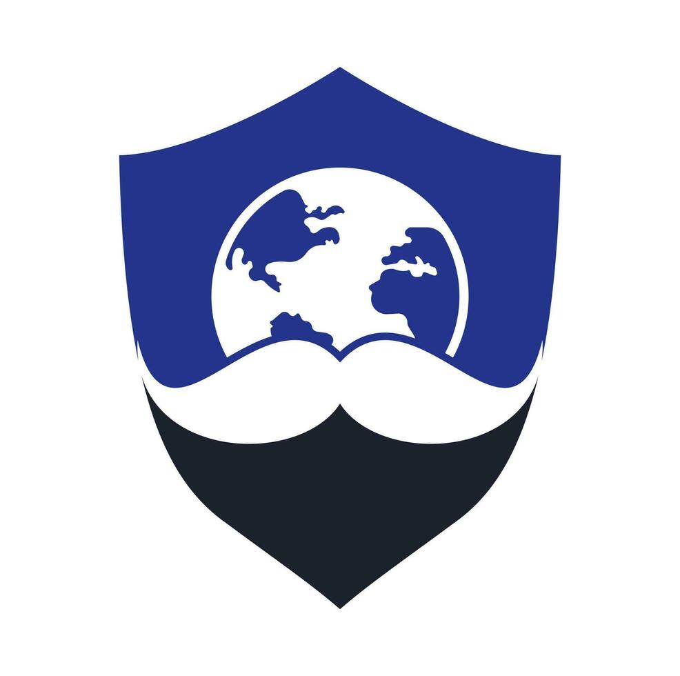 bigode e globo vetor ícone logotipo Projeto. mundo homem dia vetor logotipo Projeto modelo