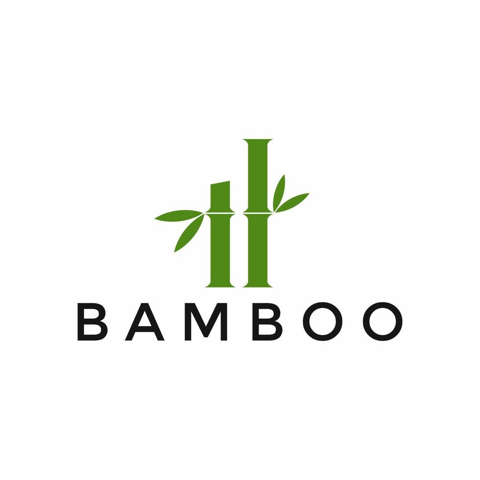 modelo de design de logotipo de bambu verde vetor