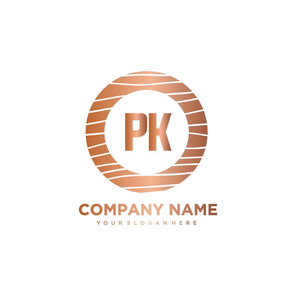 pk inicial carta círculo madeira logotipo modelo vetor