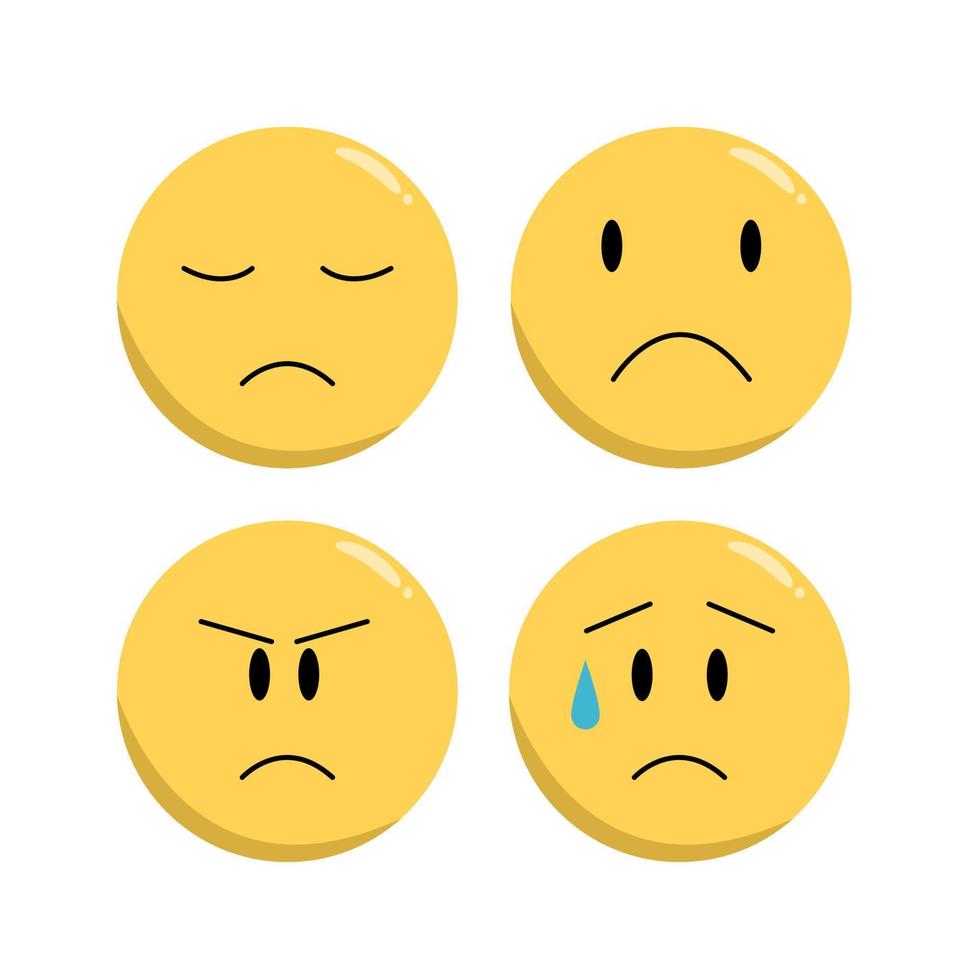 conjunto do emoji plano ícone vetor