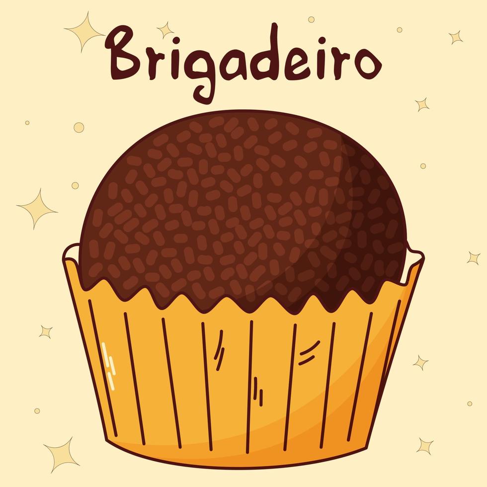 comida tradicional brasileira. brigadeiro. ilustração vetorial estilo desenhado à mão vetor