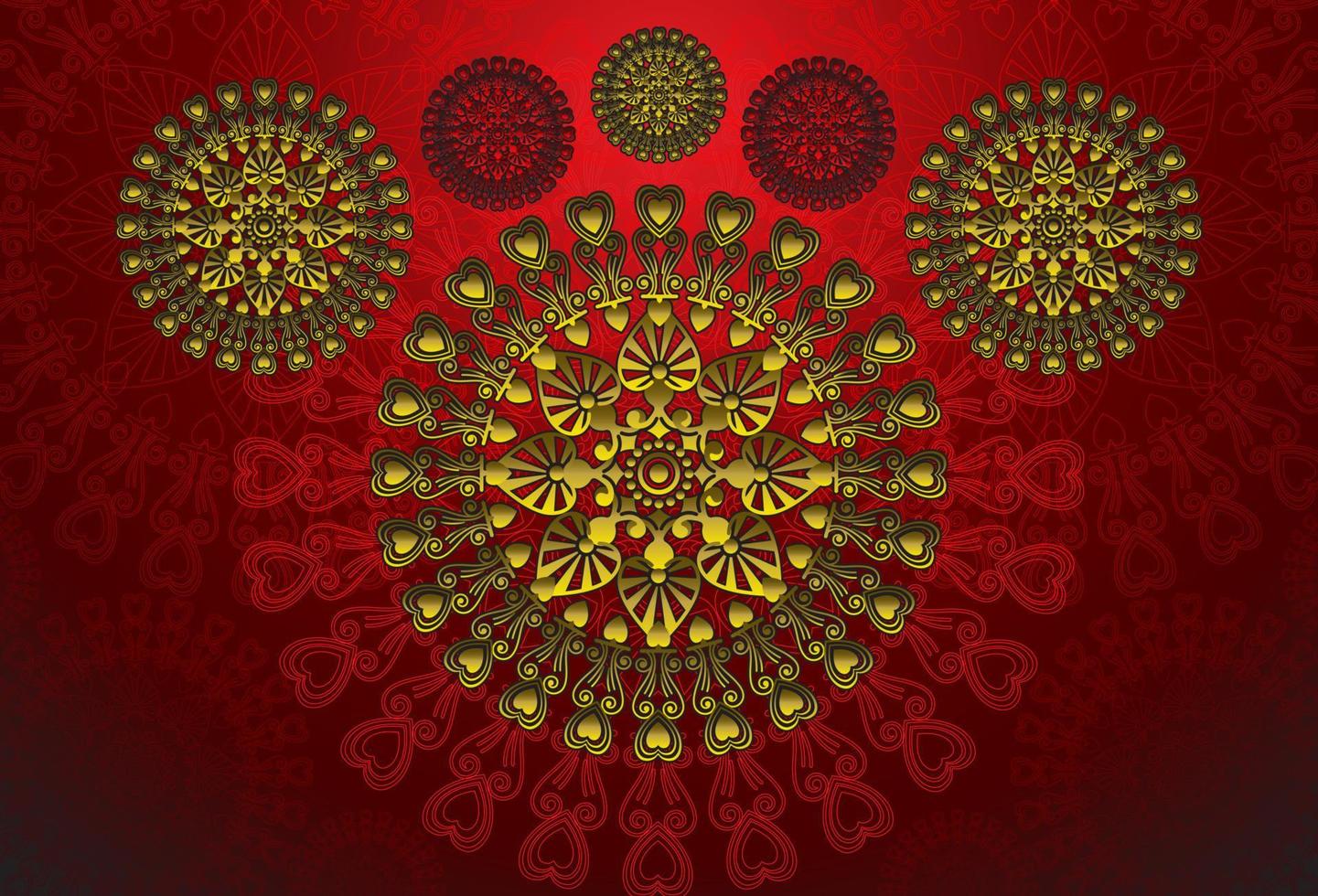 fundo com mandalas douradas, padrão indiano redondo, padrão muçulmano vetor