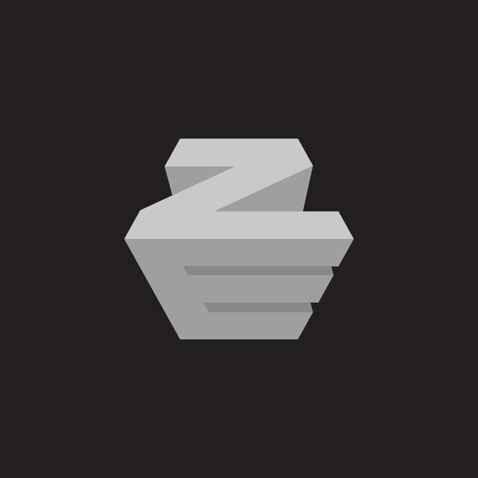 carta Z e simples geométrico 3d gradiente sombra Projeto logotipo vetor