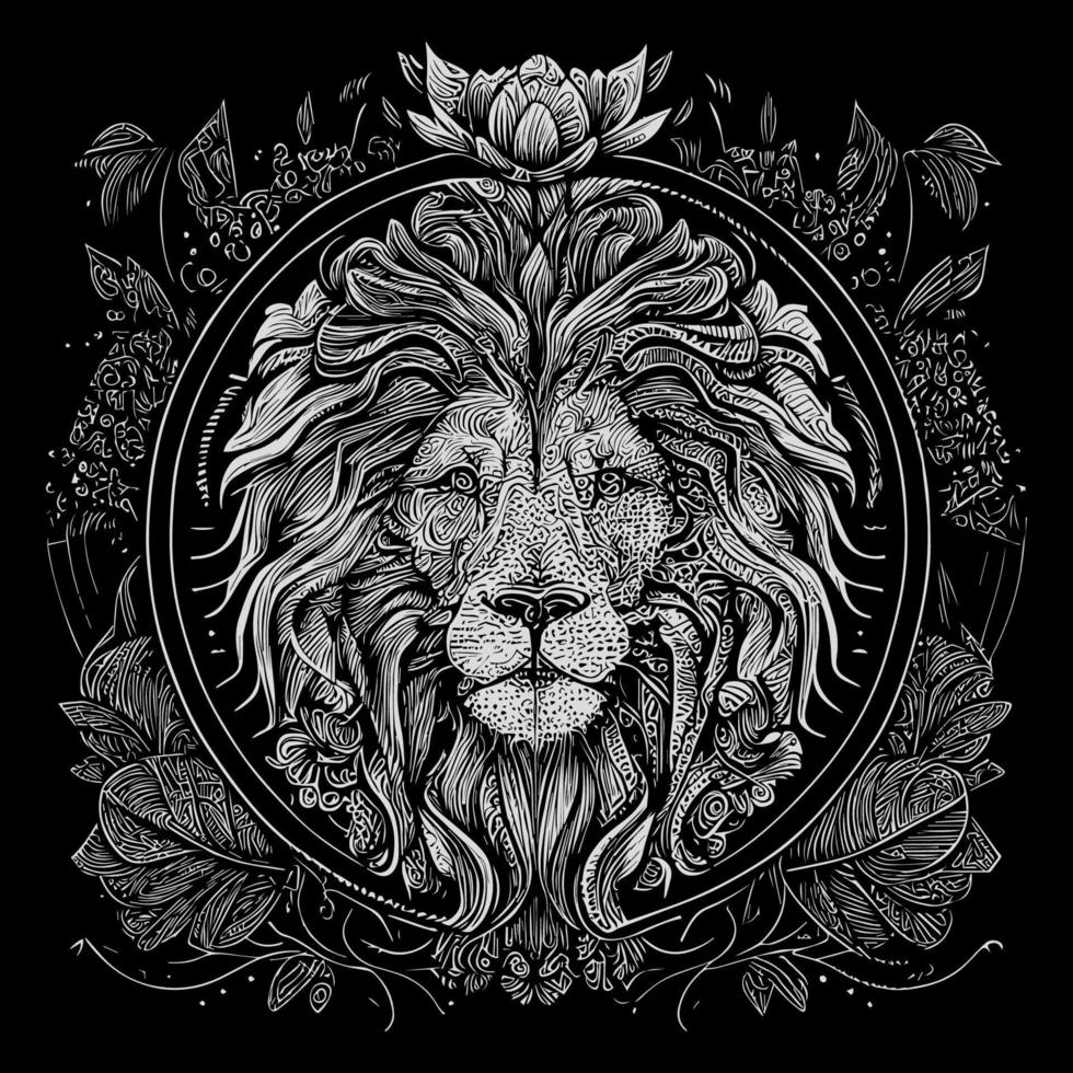 deslumbrante desenhando retrata a majestoso cabeça do uma leão adornado com uma coroa, simbolizando poder e realeza. intrincado detalhes trazer isto régio criatura para vida, criando uma verdadeiramente cativante peça do arte vetor