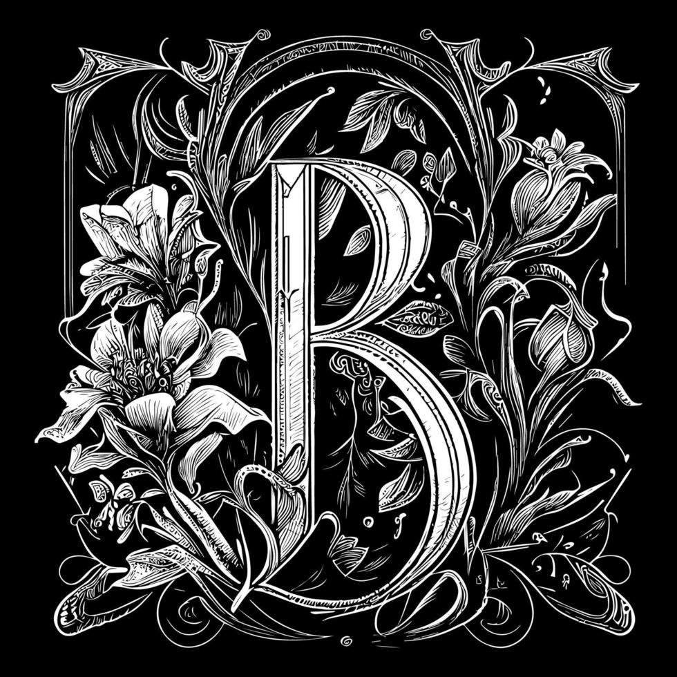 carta b floral enfeite logotipo é uma lindo e intrincado Projeto este características delicado floral elementos para crio uma único e elegante branding imagem vetor