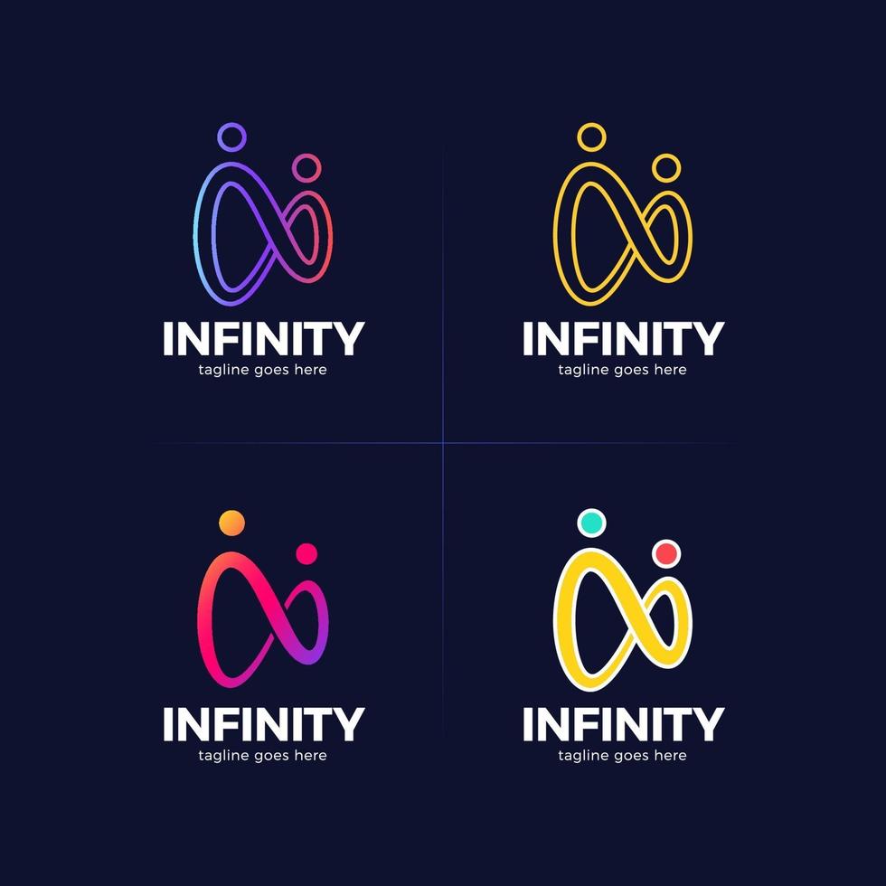 conjunto de logotipo de conexão infinito de pessoas vetor