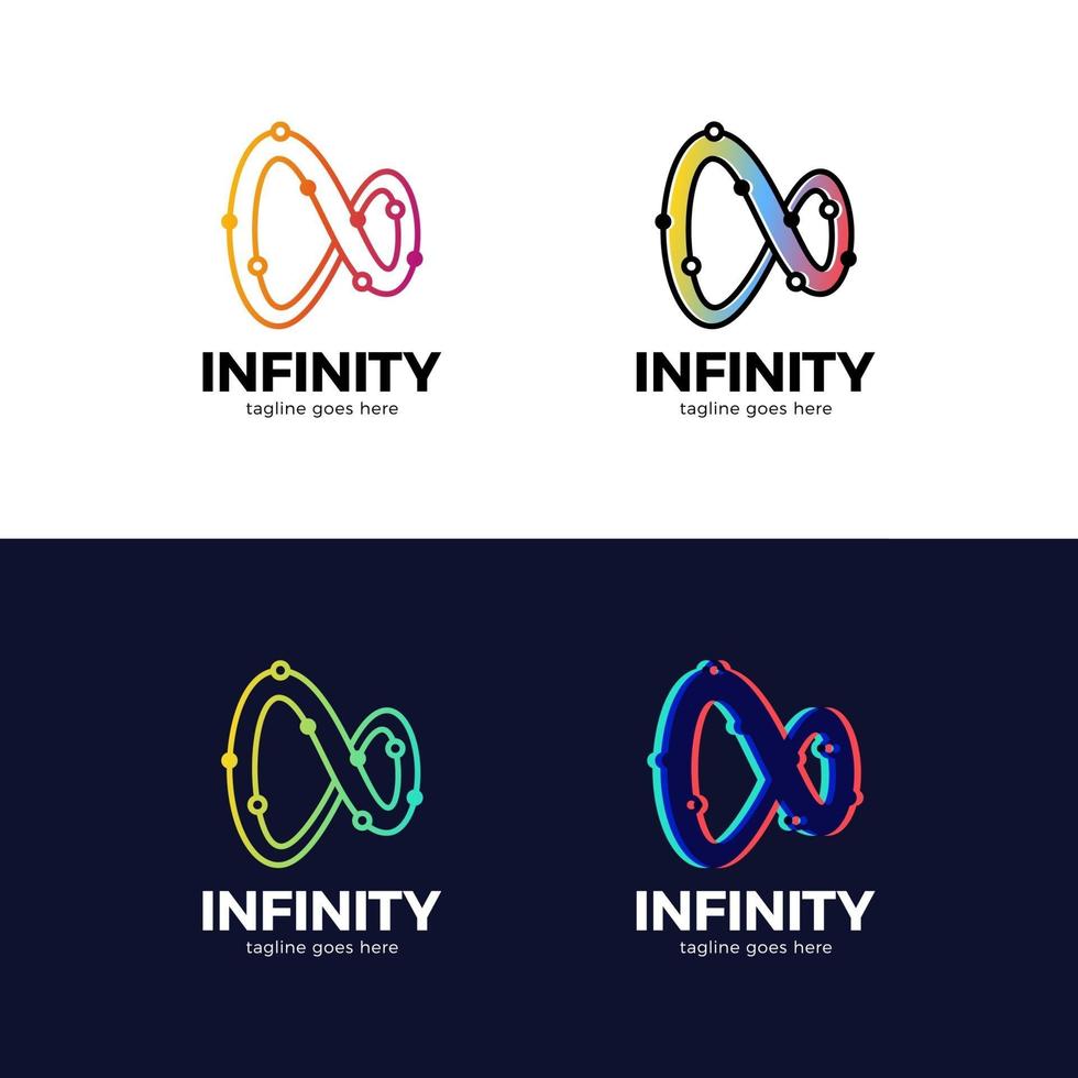 conjunto de logotipo de tecnologia infinita vetor