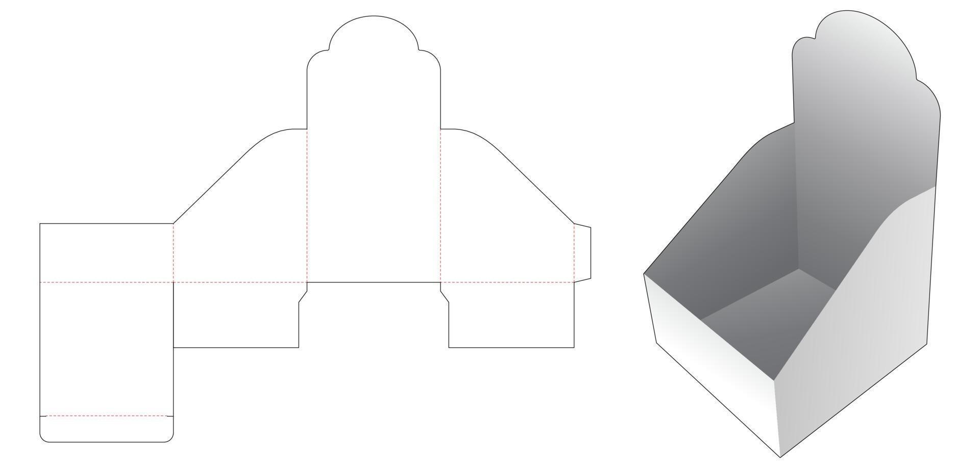 modelo de corte e vinco para caixa de exibição de borda curva vetor