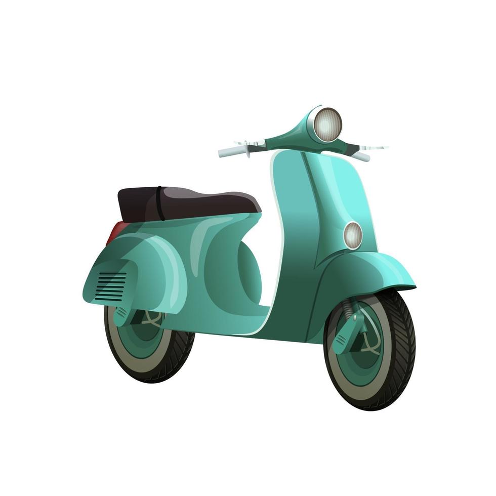 Scooter vintage azul turquesa isolada no fundo branco vetor