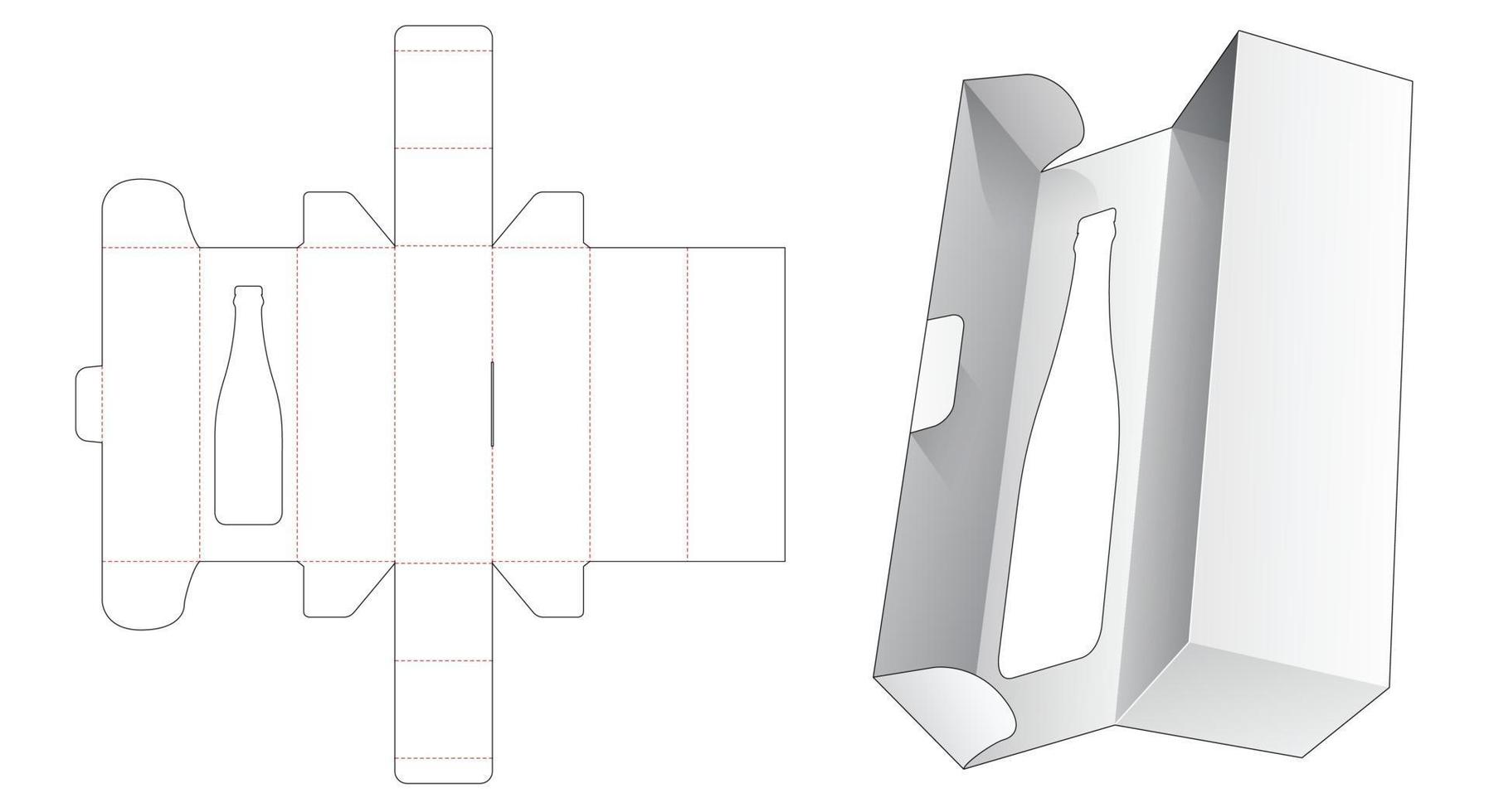 embalagem de garrafa com janela em forma de garrafa no modelo flip cut vetor