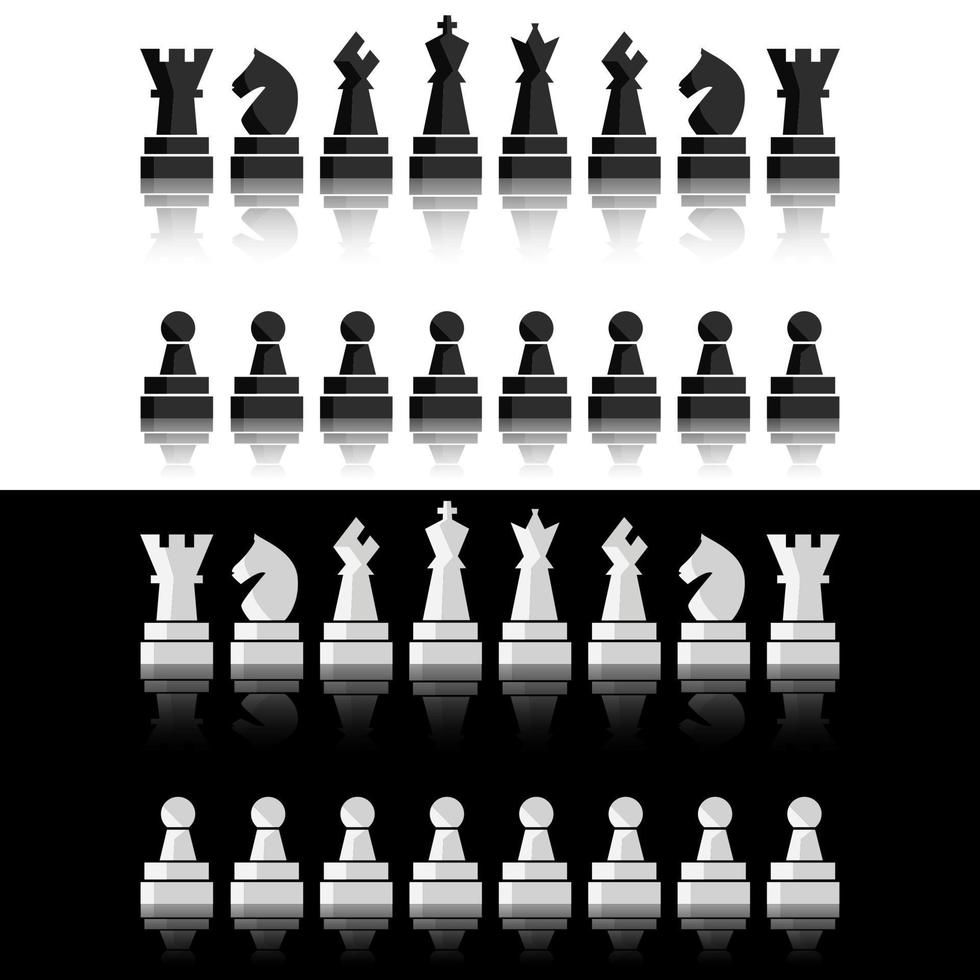 Preto xadrez ícones definir. borda figuras. vetor ilustração peças. nove diferente objetos Incluindo rei, rainha, bispo, cavaleiro, torre, penhor.