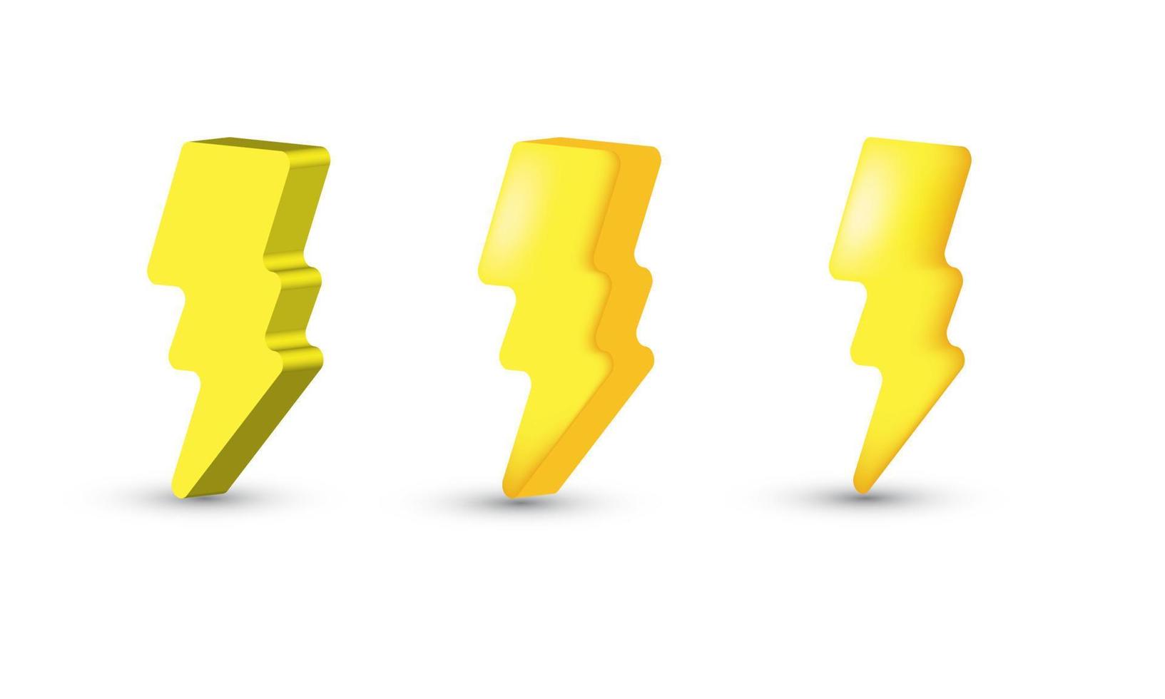 ilustração realista moderno três amarelo trovão parafuso símbolo ícone 3d criativo isolado em fundo vetor