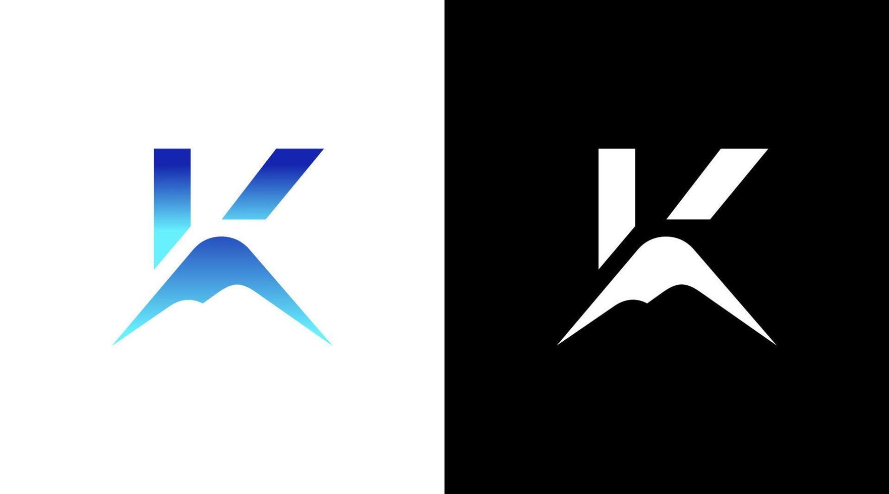 carta k e montanha logotipo Projeto inicial vetor monograma ícone estilo modelo