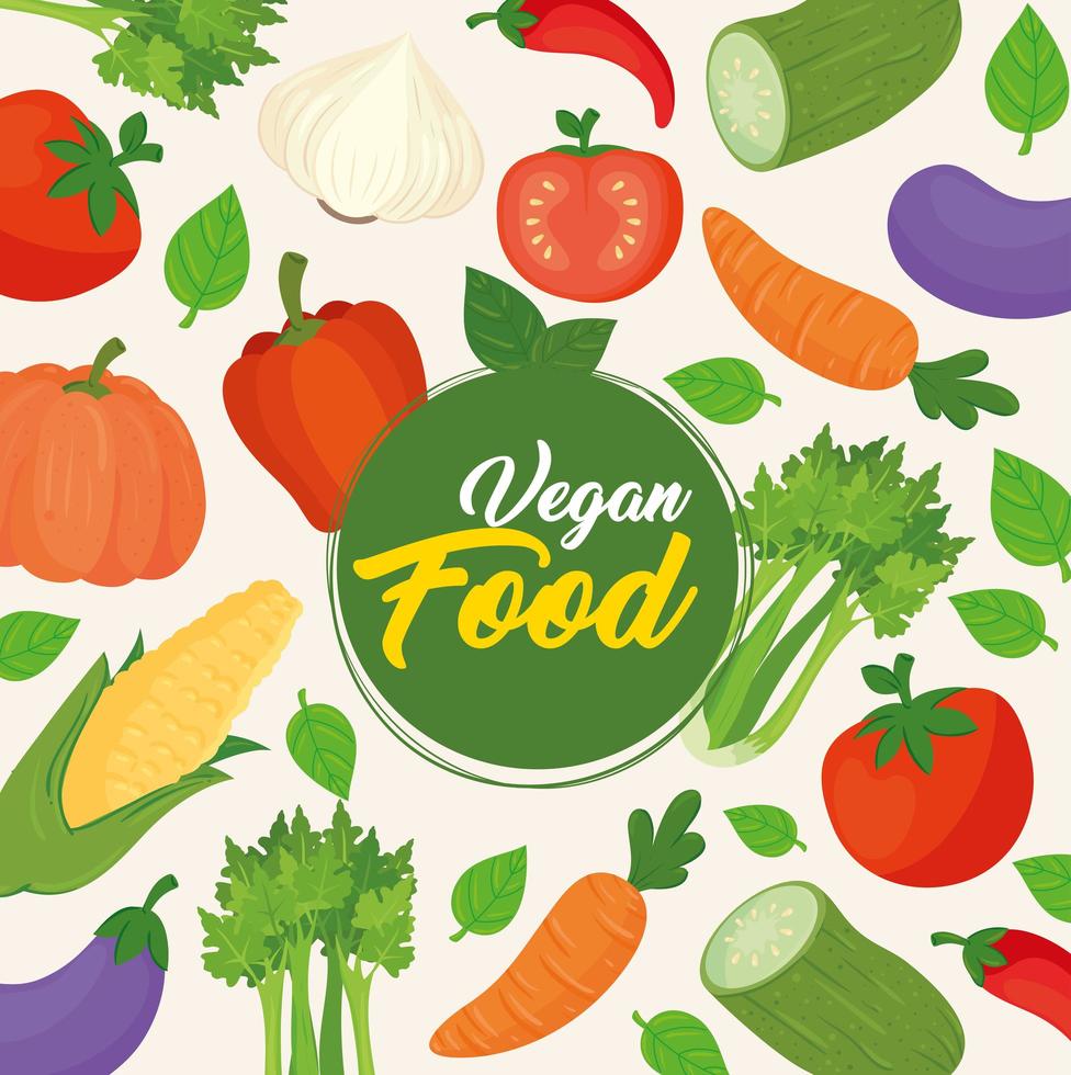 banner com vegetais, conceito de comida vegana vetor