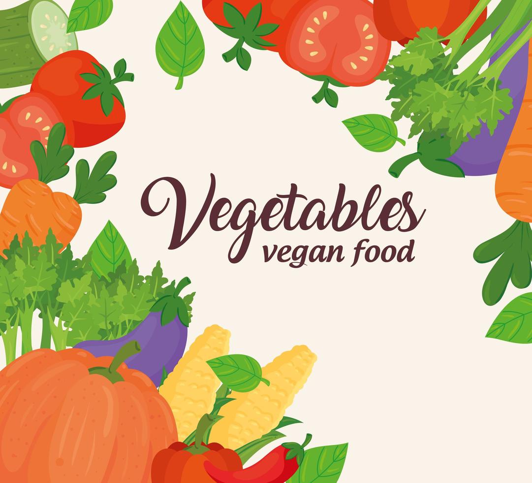 banner de vegetais, conceito de comida saudável e vegana vetor