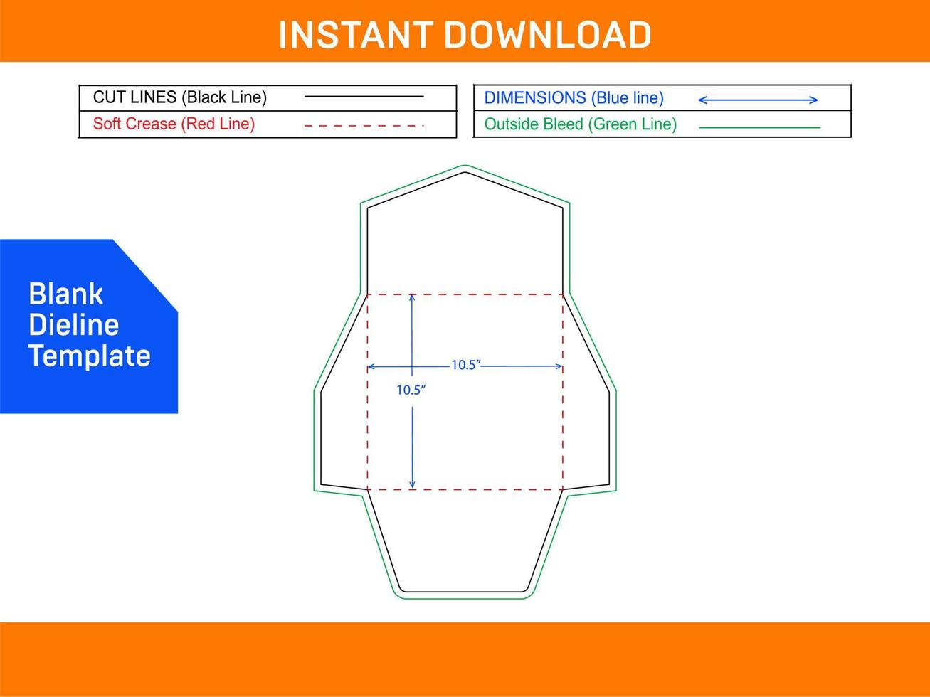 Casamento envelope embalagem 10,5x10,5 polegada dieline modelo e 3d envelope Projeto em branco dieline modelo vetor