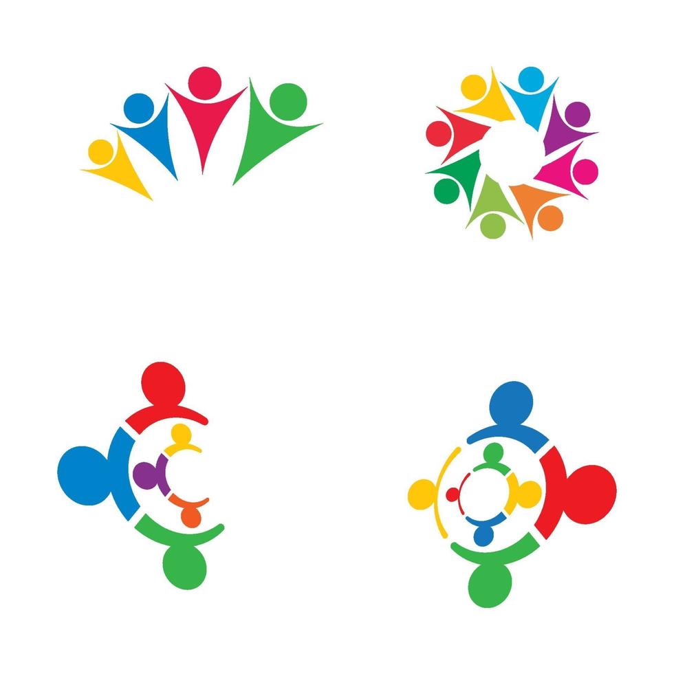 conjunto de design de imagens de logotipo de cuidado comunitário vetor