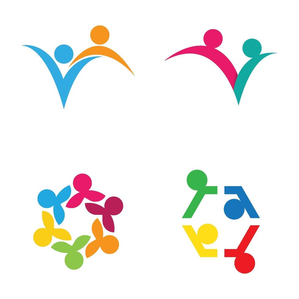 conjunto de design de imagens de logotipo de cuidado comunitário vetor