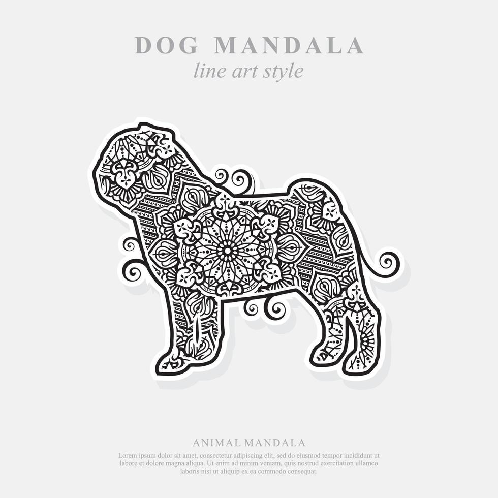 mandala de cachorro. elementos decorativos vintage. padrão oriental, ilustração vetorial. vetor