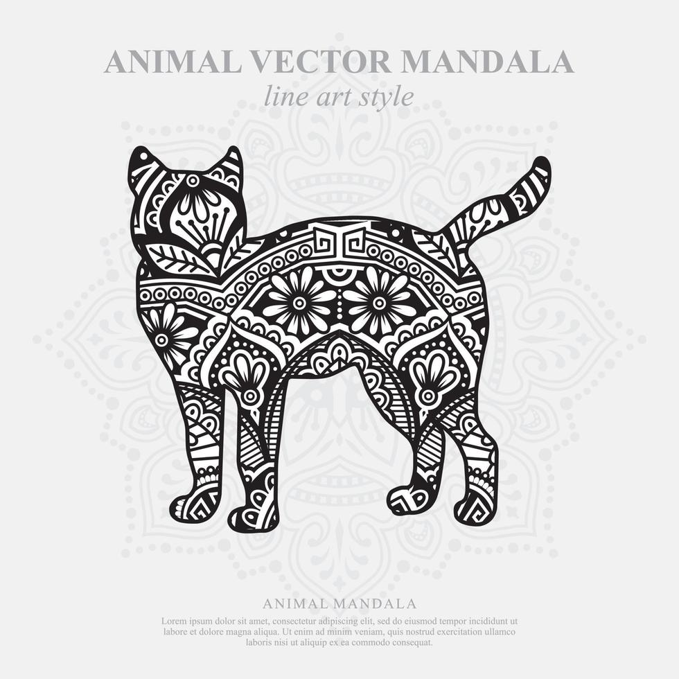 mandala de gato. elementos decorativos vintage. padrão oriental, ilustração vetorial. vetor