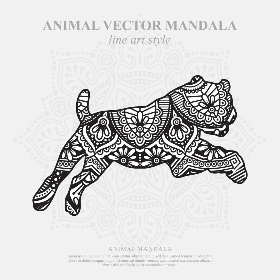 mandala de cachorro. elementos decorativos vintage. padrão oriental, ilustração vetorial. vetor