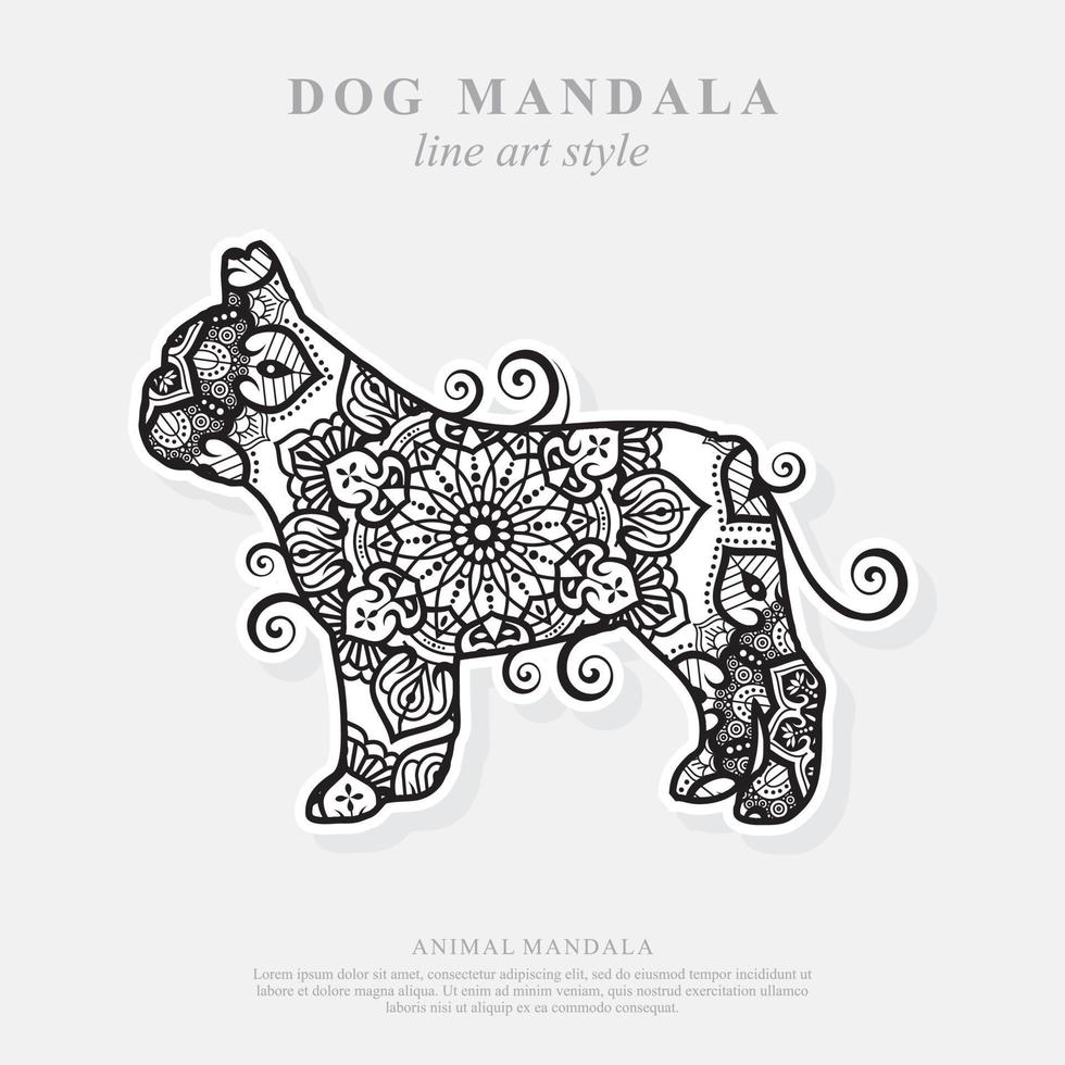 mandala de cachorro. elementos decorativos vintage. padrão oriental, ilustração vetorial. vetor