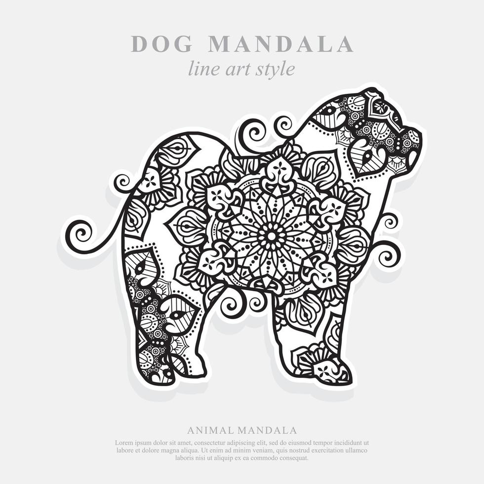 mandala de cachorro. elementos decorativos vintage. padrão oriental, ilustração vetorial. vetor