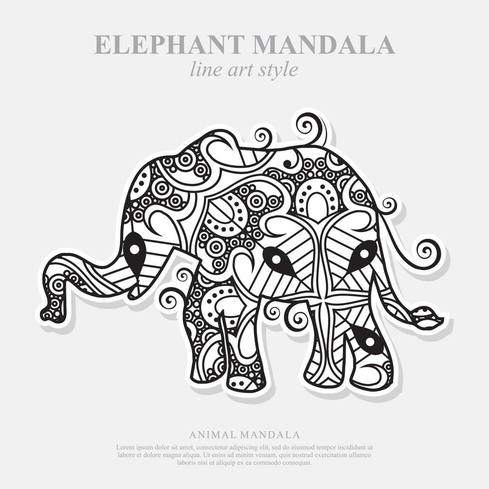 mandala de elefante. elementos decorativos vintage. padrão oriental, ilustração vetorial. vetor