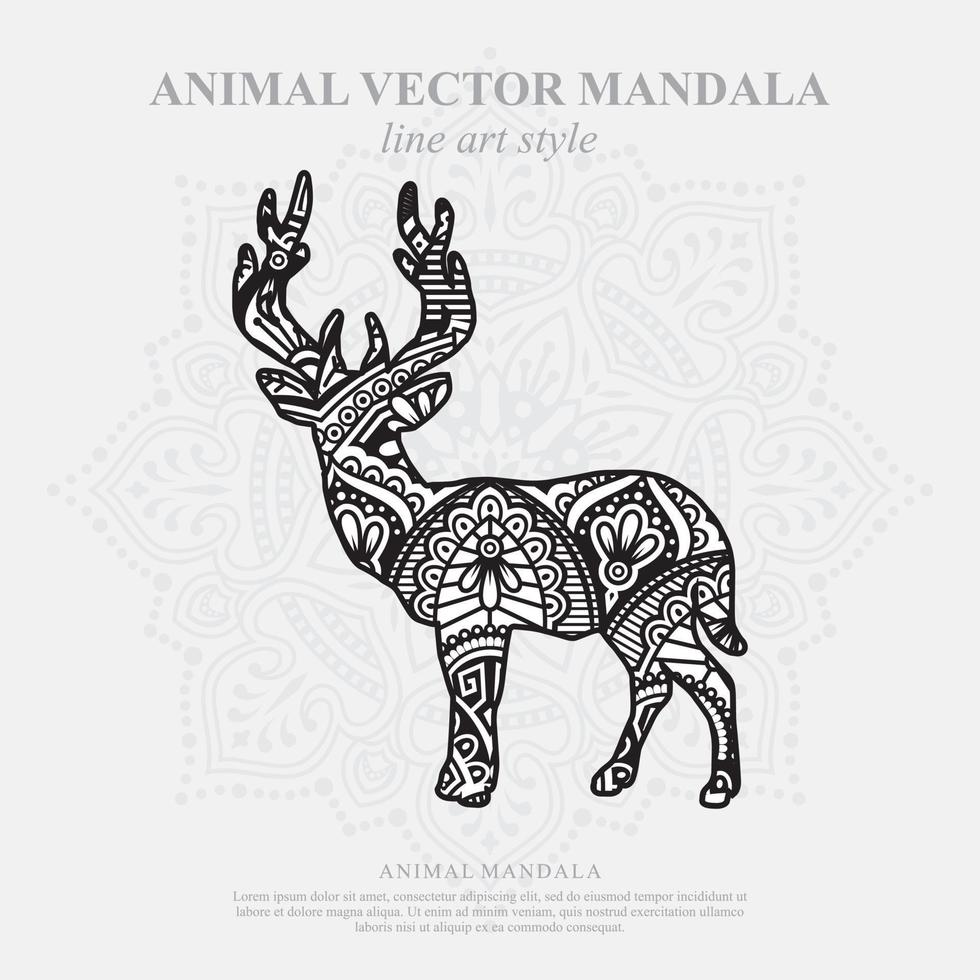 mandala de veado. elementos decorativos vintage. padrão oriental, ilustração vetorial. vetor