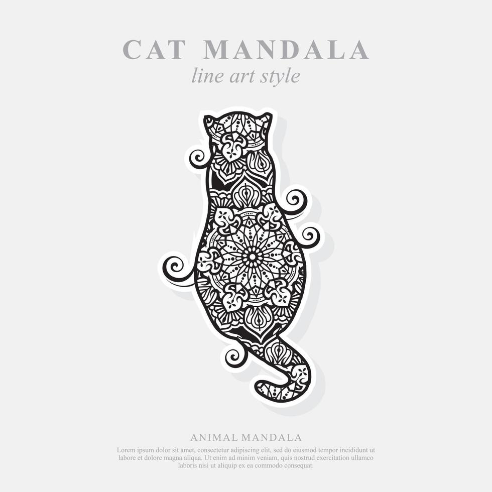 mandala de gato. elementos decorativos vintage. padrão oriental, ilustração vetorial. vetor