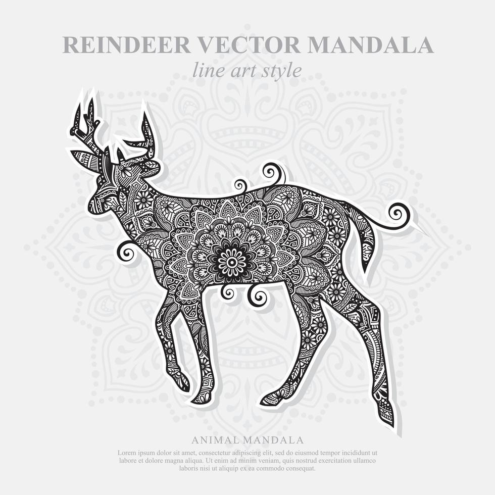 mandala de veado. elementos decorativos vintage. padrão oriental, ilustração vetorial. vetor