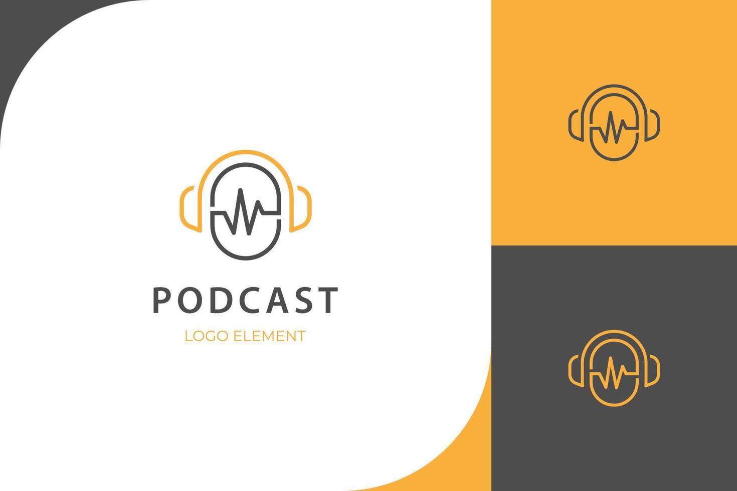 podcast logotipo ícone Projeto com microfone e onda ou conversa ícone plano ilustração para rádio, música, meios de comunicação, multimídia vetor